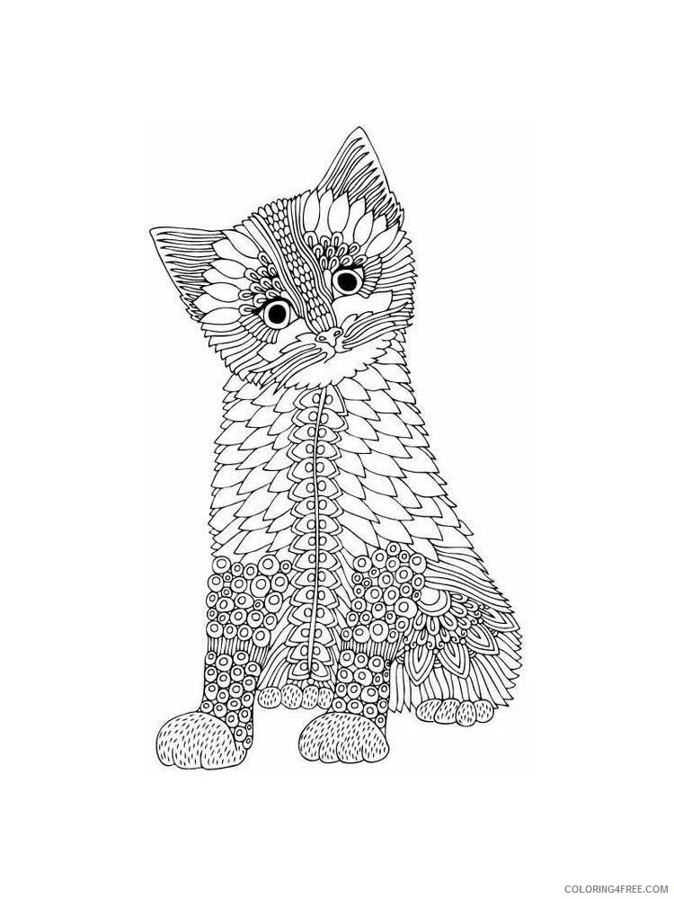 Animal Zentangle Coloring Pages zentangle kitten 11 Printable 2020 418 Coloring4free