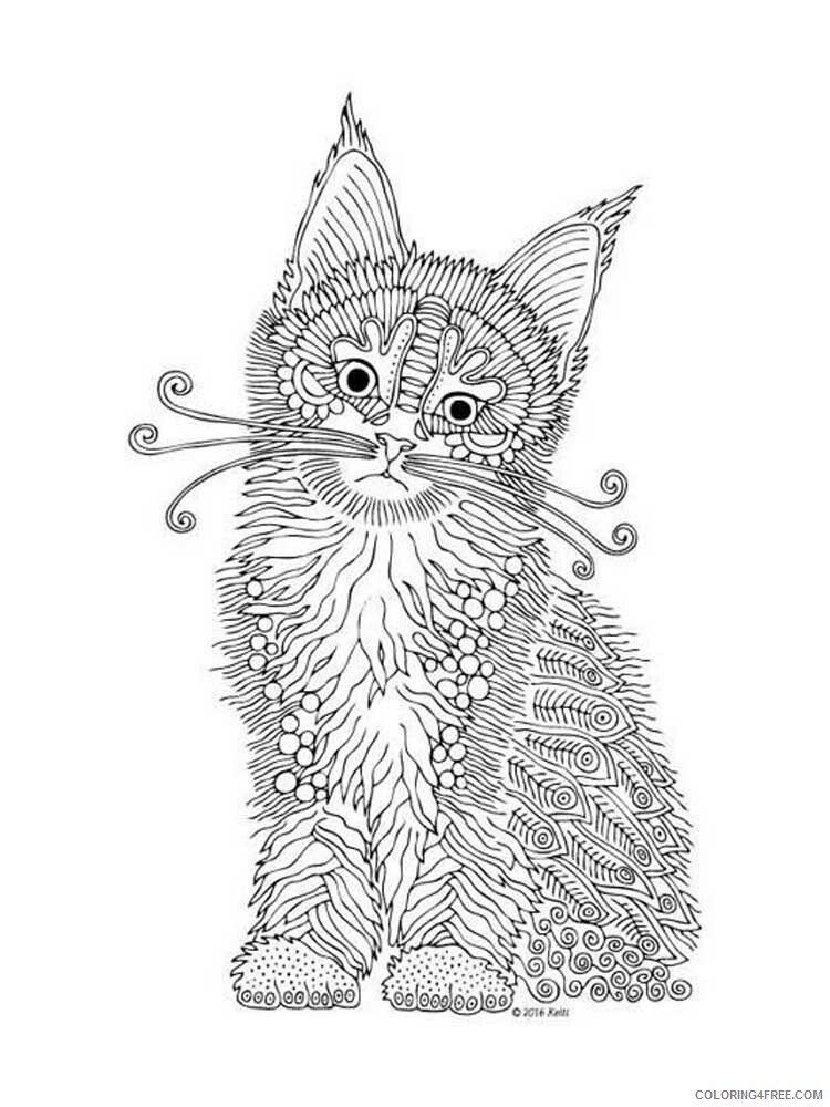 Animal Zentangle Coloring Pages zentangle kitten 12 Printable 2020 419 Coloring4free