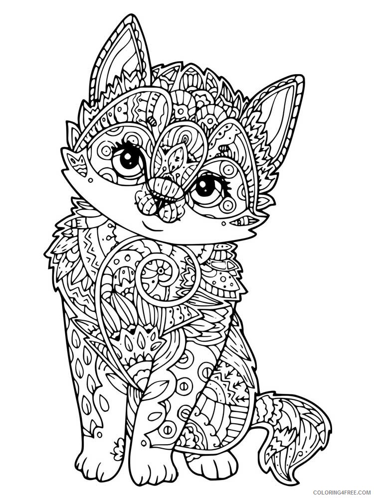 Animal Zentangle Coloring Pages zentangle kitten 13 Printable 2020 420 Coloring4free