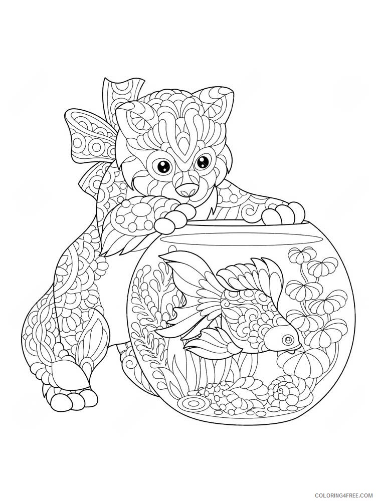 Animal Zentangle Coloring Pages zentangle kitten 5 Printable 2020 422 Coloring4free