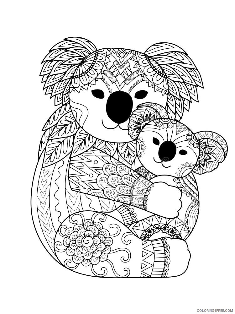 Animal Zentangle Coloring Pages zentangle koala 11 Printable 2020 427 Coloring4free