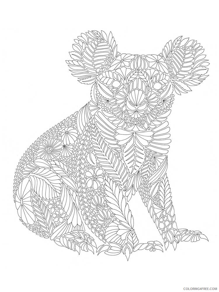 Animal Zentangle Coloring Pages zentangle koala 2 Printable 2020 428 Coloring4free