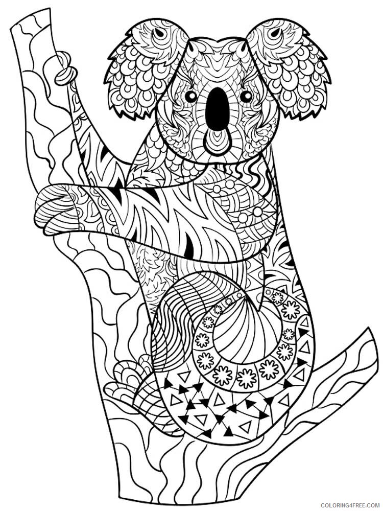 Animal Zentangle Coloring Pages zentangle koala 4 Printable 2020 429 Coloring4free