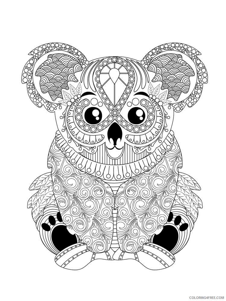 Animal Zentangle Coloring Pages zentangle koala 7 Printable 2020 431 Coloring4free
