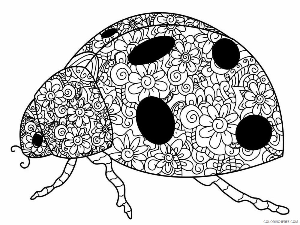 Animal Zentangle Coloring Pages zentangle ladybug 5 Printable 2020 435 Coloring4free