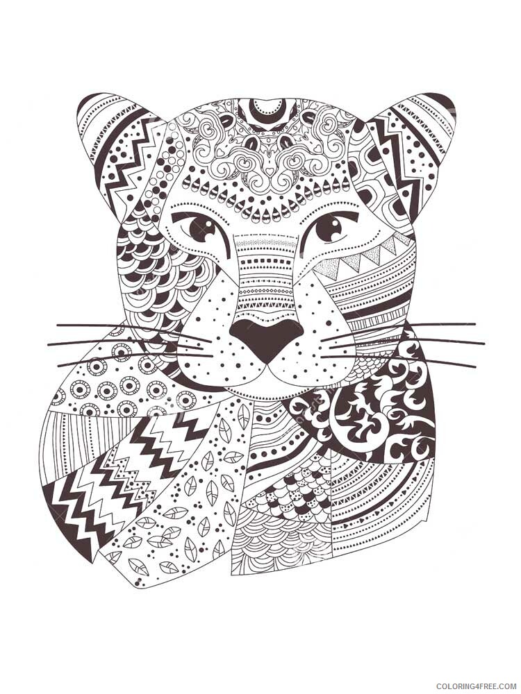 Animal Zentangle Coloring Pages zentangle leopard 1 Printable 2020 437 Coloring4free
