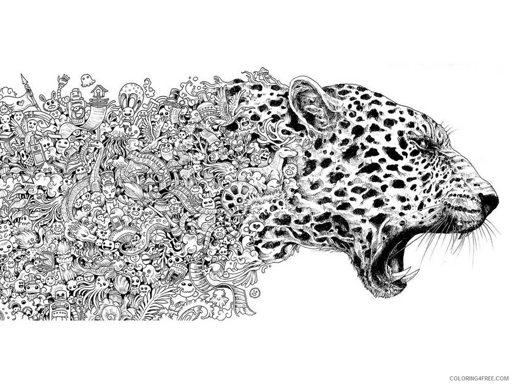 Animal Zentangle Coloring Pages zentangle leopard 6 Printable 2020 441 Coloring4free