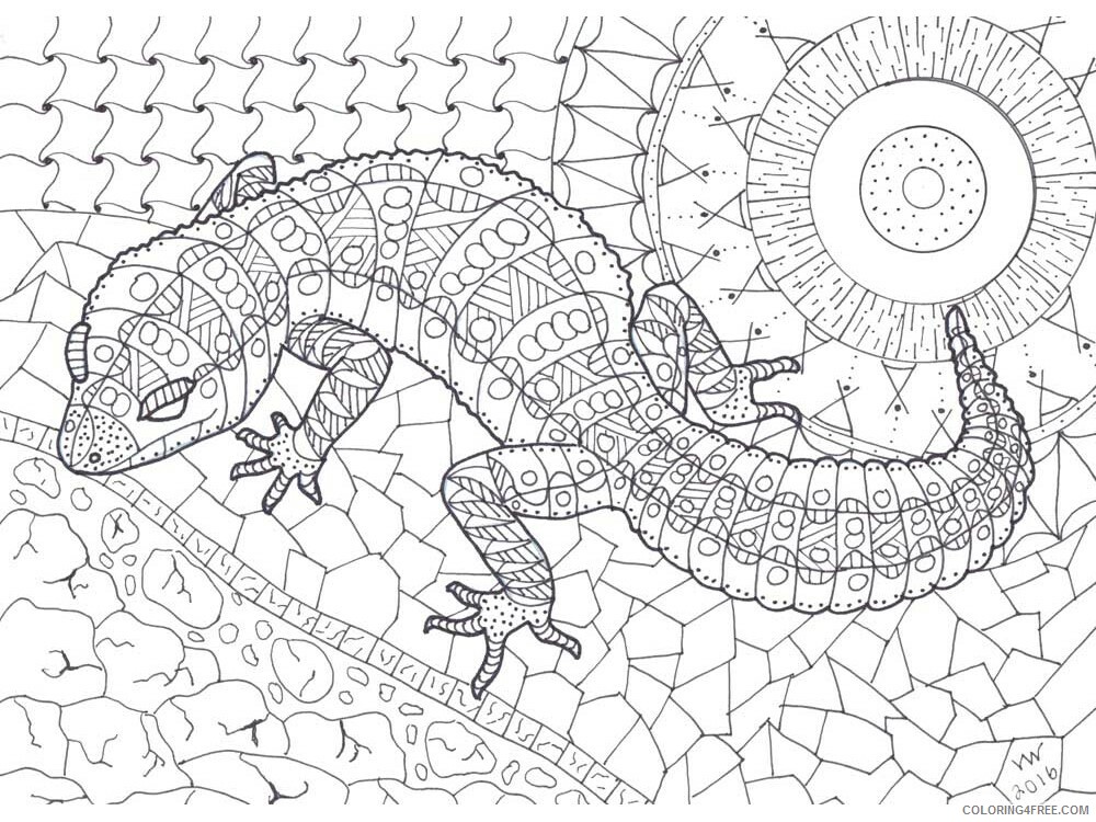 Animal Zentangle Coloring Pages zentangle lizard 3 Printable 2020 443 Coloring4free
