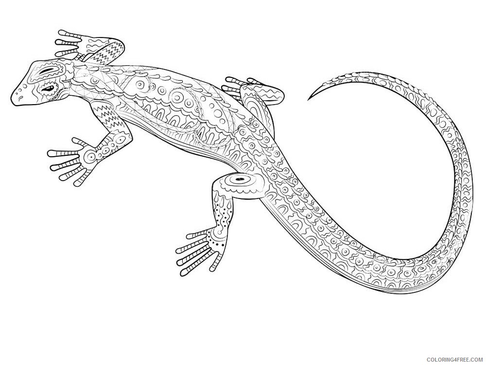 Animal Zentangle Coloring Pages zentangle lizard 4 Printable 2020 444 Coloring4free