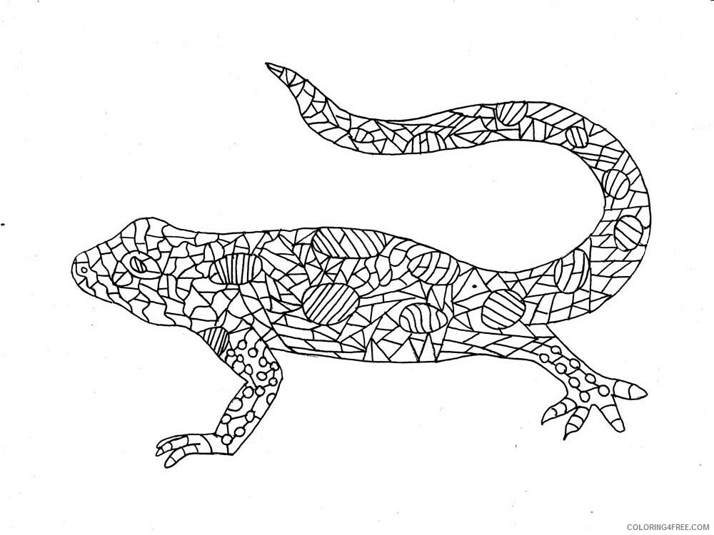 Animal Zentangle Coloring Pages zentangle lizard 6 Printable 2020 446 Coloring4free