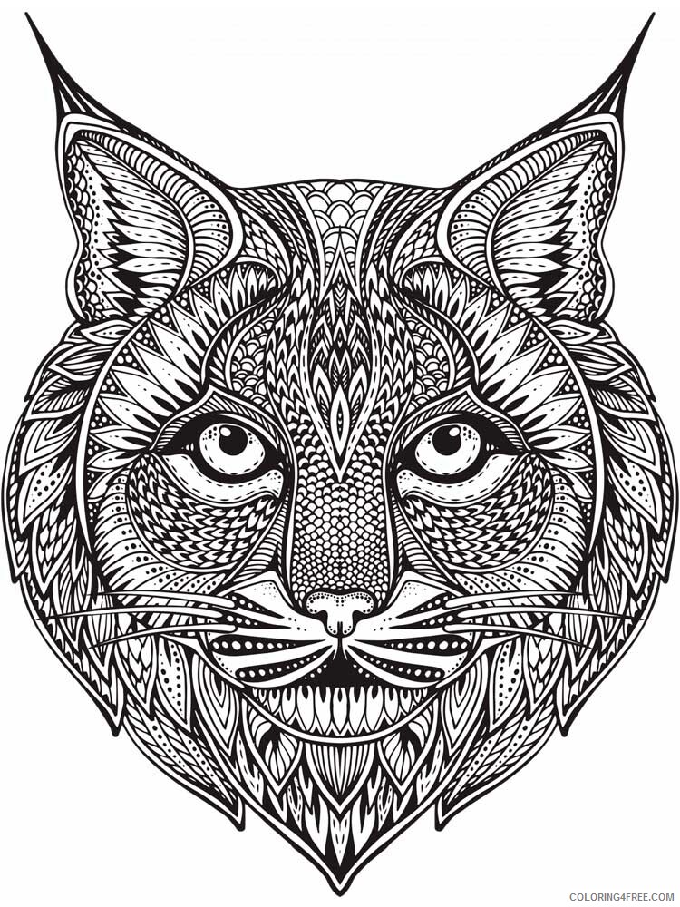 Animal Zentangle Coloring Pages zentangle lynx 1 Printable 2020 450 Coloring4free