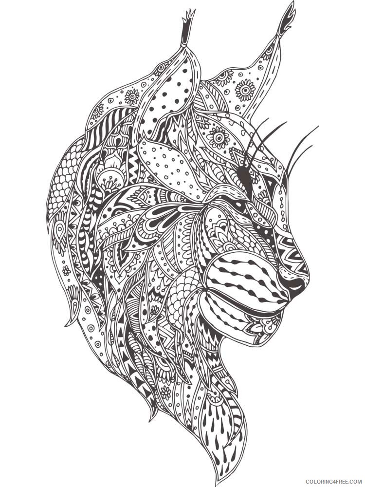 Animal Zentangle Coloring Pages zentangle lynx 7 Printable 2020 455 Coloring4free