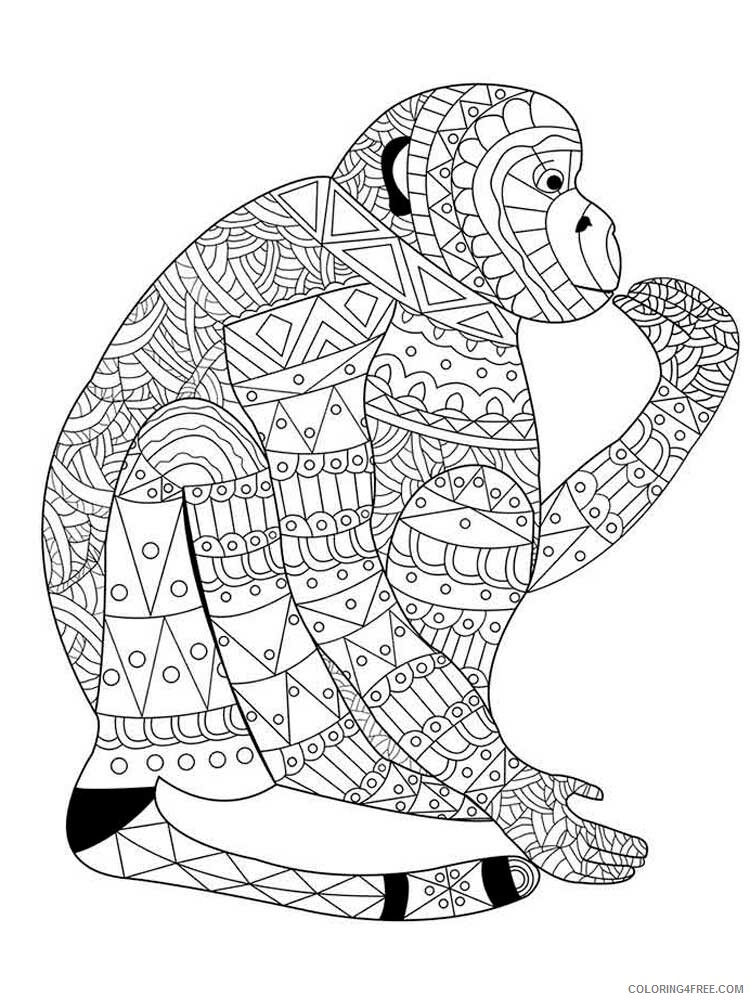 Animal Zentangle Coloring Pages zentangle monkey 10 Printable 2020 459 Coloring4free