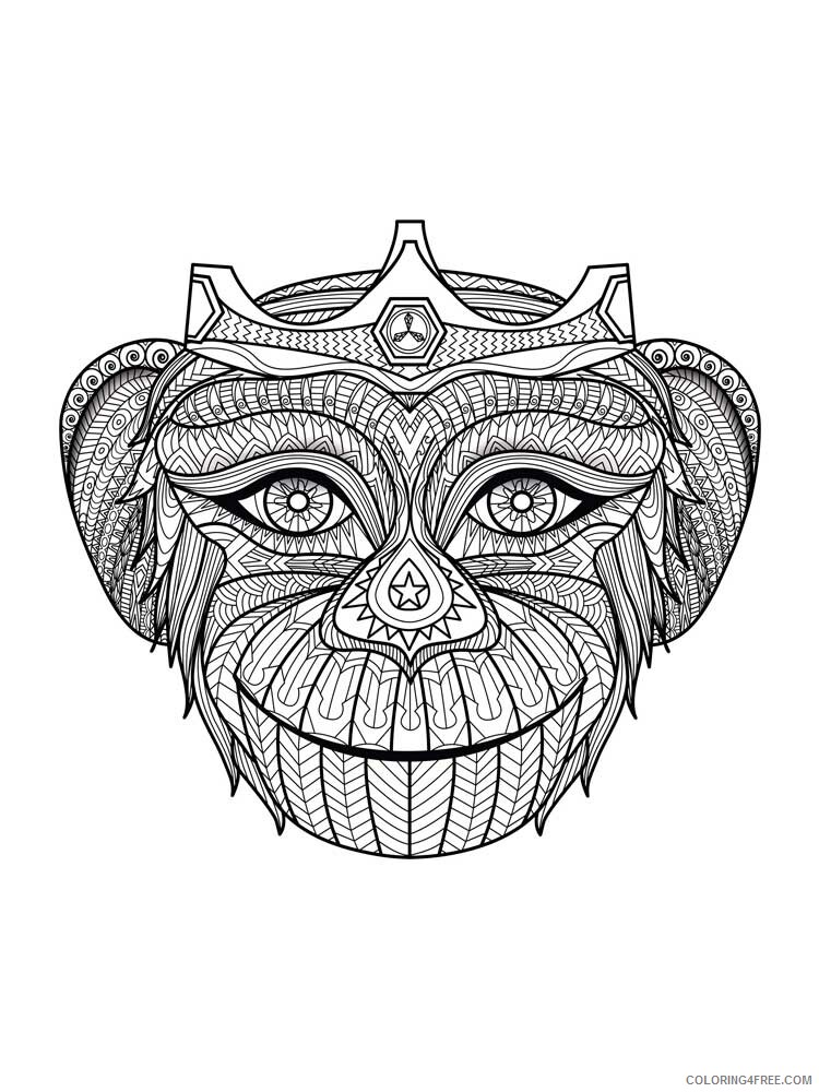 Animal Zentangle Coloring Pages zentangle monkey 2 Printable 2020 462 Coloring4free