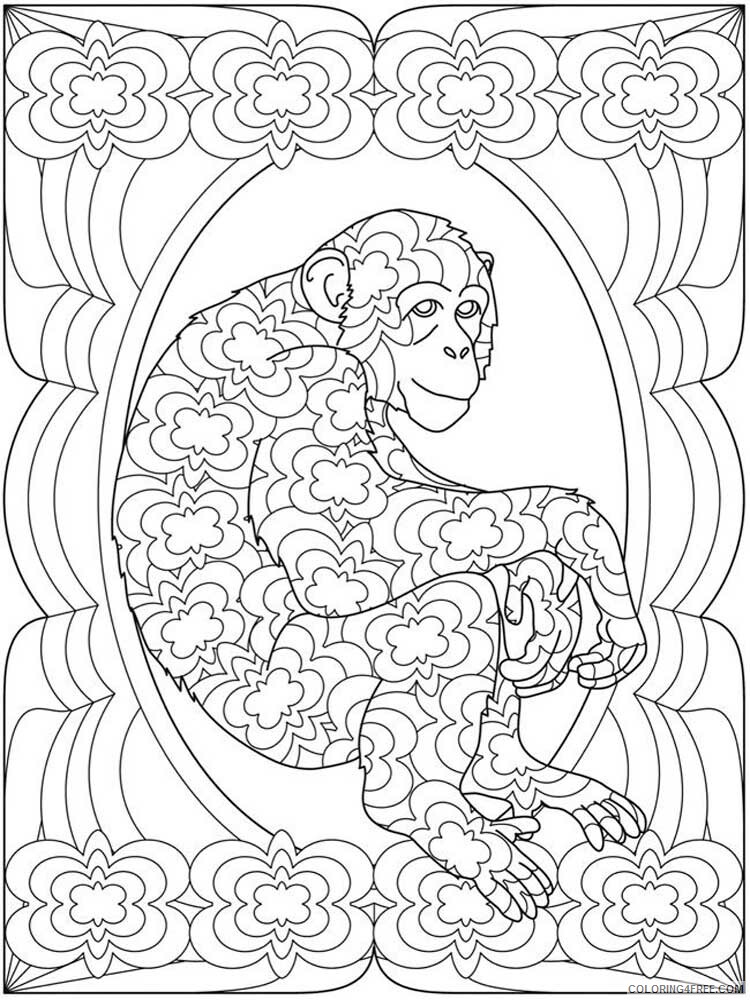 Animal Zentangle Coloring Pages zentangle monkey 3 Printable 2020 463 Coloring4free