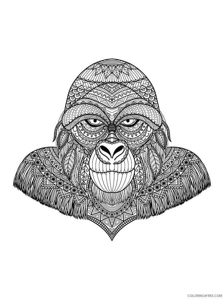 Animal Zentangle Coloring Pages zentangle monkey 5 Printable 2020 464 Coloring4free