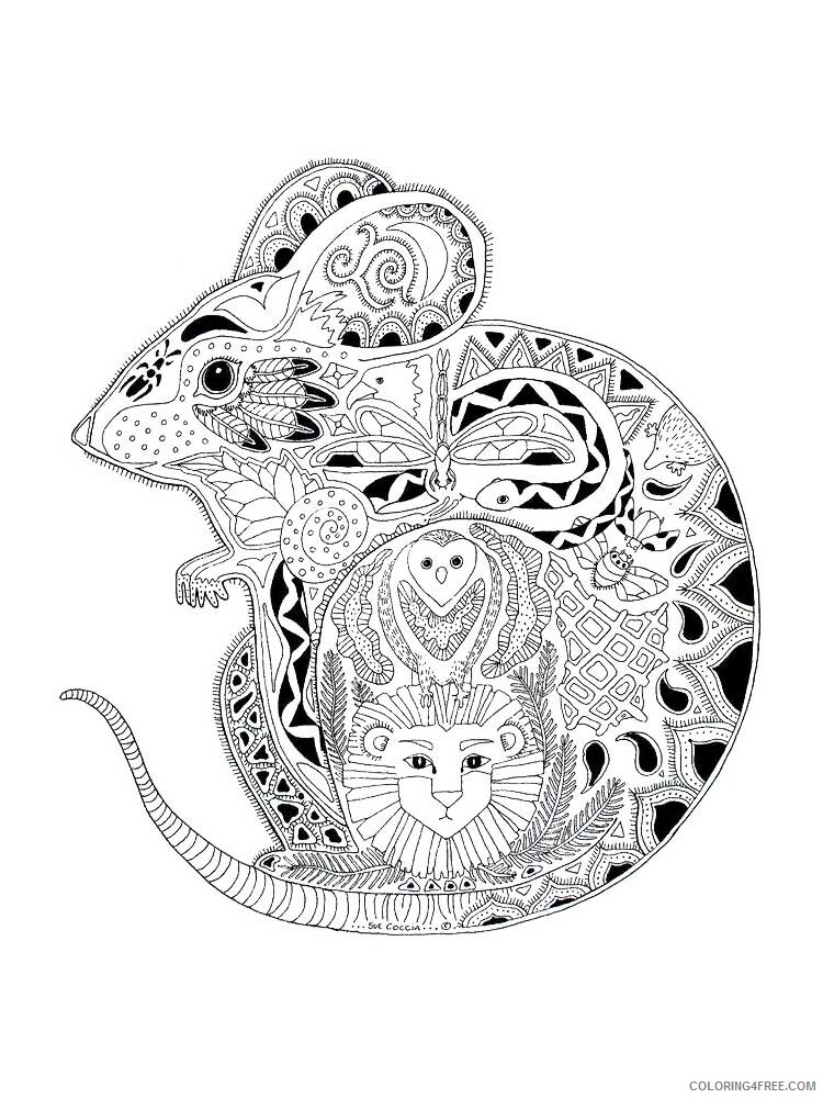 Animal Zentangle Coloring Pages zentangle mouse 5 Printable 2020 476 Coloring4free