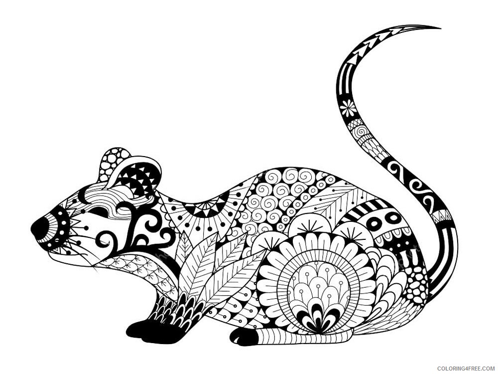 Animal Zentangle Coloring Pages zentangle mouse 6 Printable 2020 477 Coloring4free