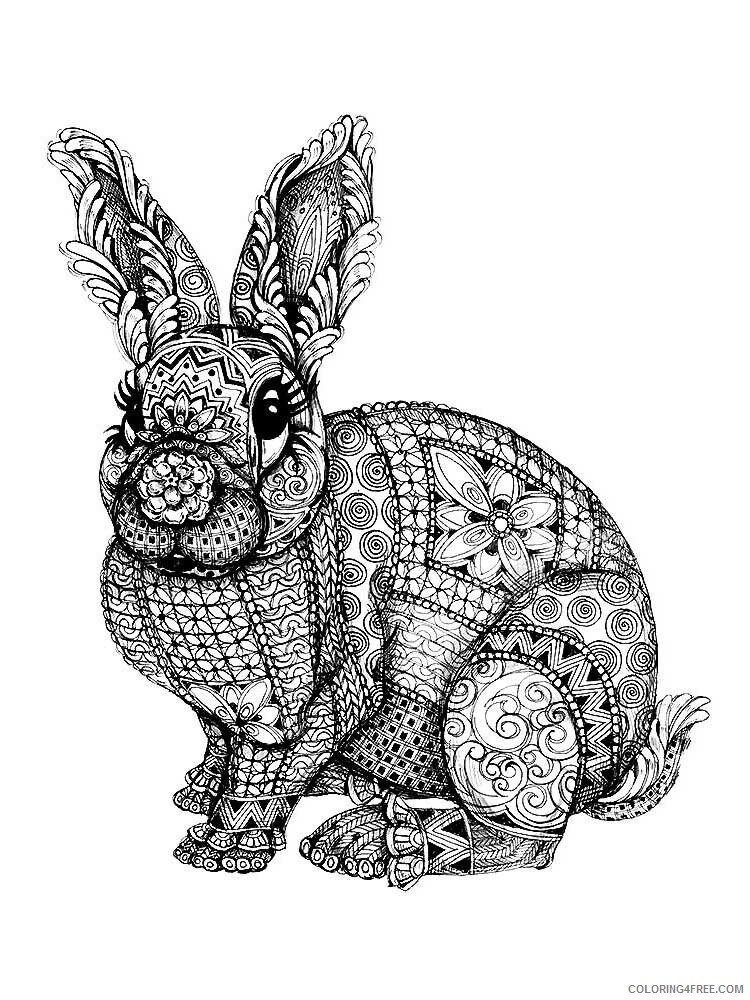 Animal Zentangle Coloring Pages zentangle rabbit 11 Printable 2020 495 Coloring4free