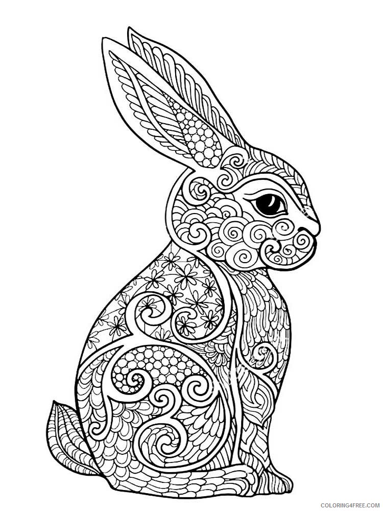 Animal Zentangle Coloring Pages zentangle rabbit 12 Printable 2020 496 Coloring4free