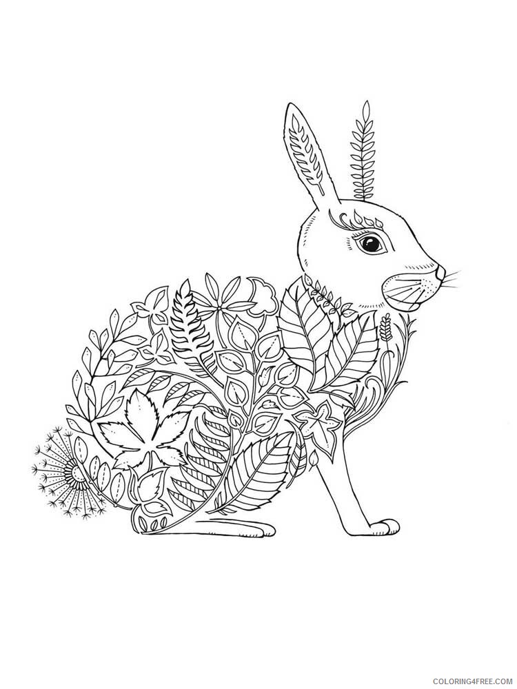 Animal Zentangle Coloring Pages zentangle rabbit 14 Printable 2020 497 Coloring4free