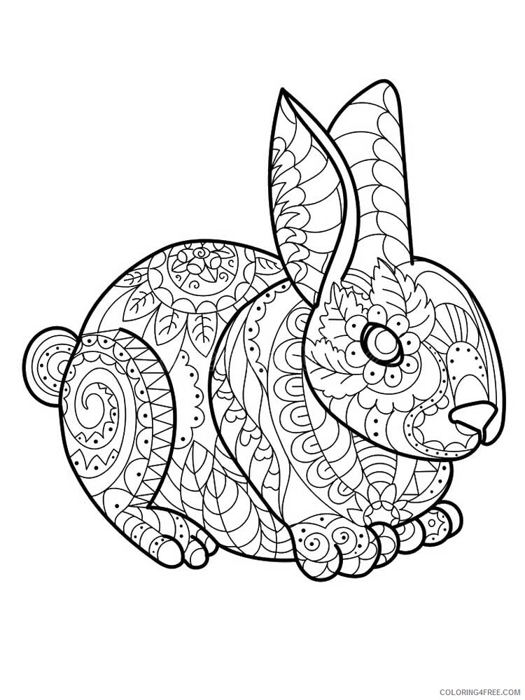 Animal Zentangle Coloring Pages zentangle rabbit 18 Printable 2020 501 Coloring4free