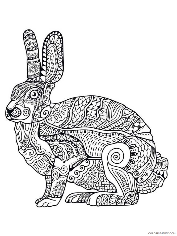 Animal Zentangle Coloring Pages zentangle rabbit 19 Printable 2020 502 Coloring4free