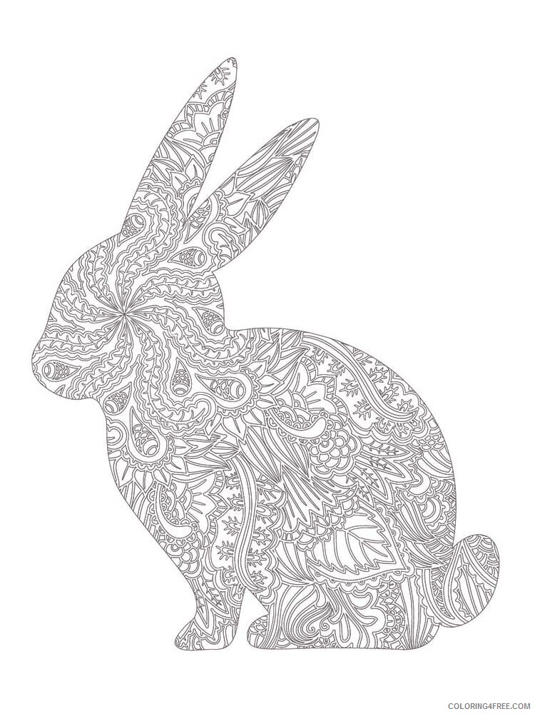 Animal Zentangle Coloring Pages zentangle rabbit 2 Printable 2020 503 Coloring4free