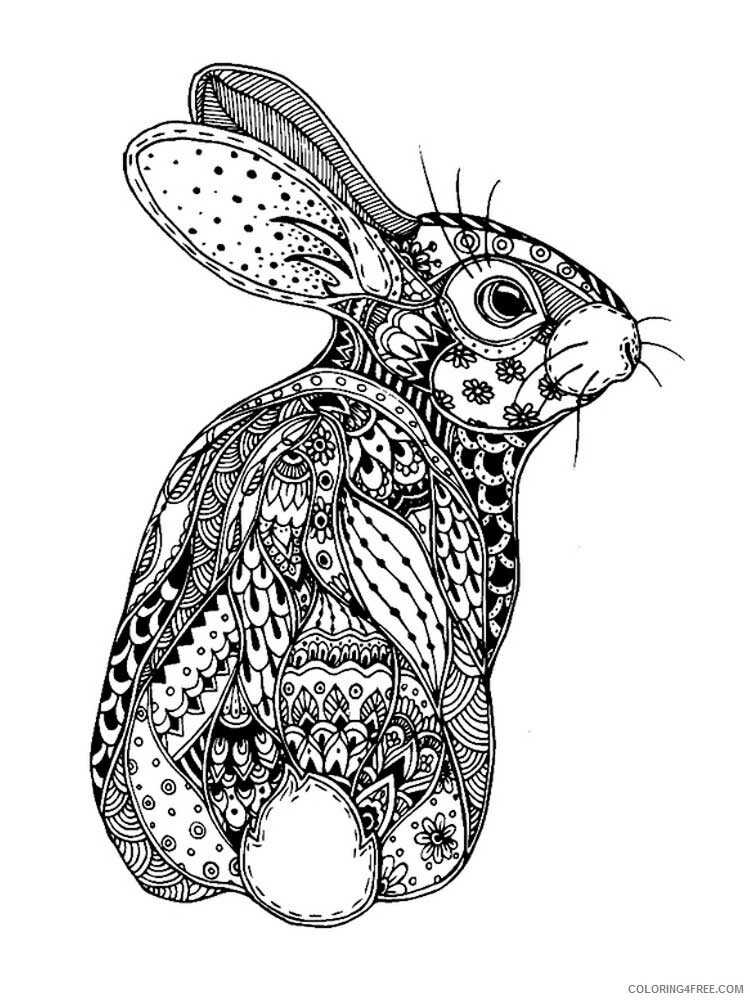 Animal Zentangle Coloring Pages zentangle rabbit 3 Printable 2020 504 Coloring4free