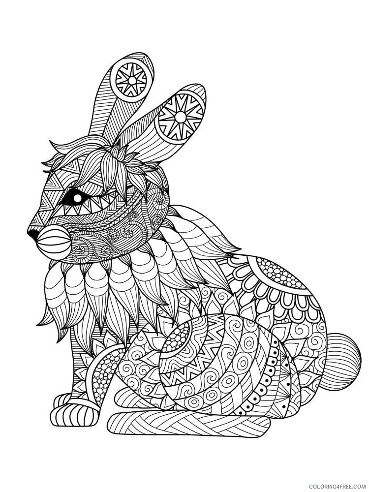 Animal Zentangle Coloring Pages zentangle rabbit 6 Printable 2020 506 Coloring4free