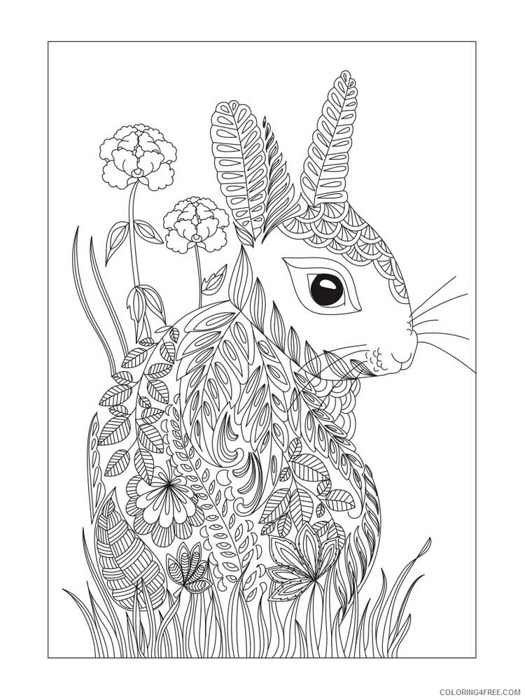 Animal Zentangle Coloring Pages zentangle rabbit 7 Printable 2020 507 Coloring4free