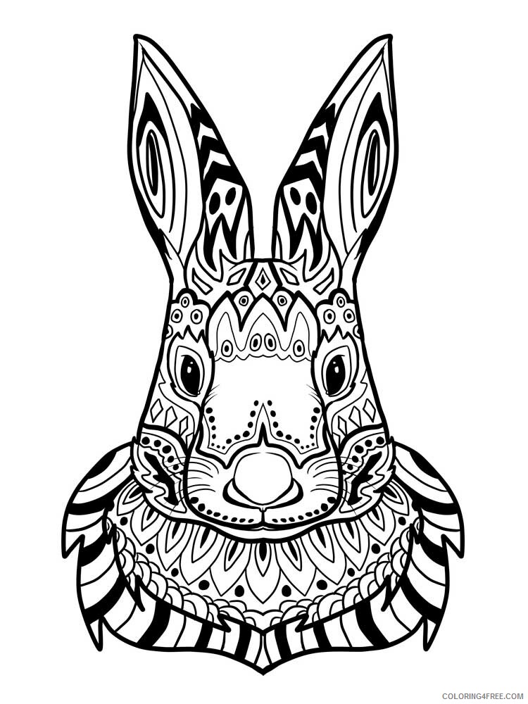 Animal Zentangle Coloring Pages zentangle rabbit 8 Printable 2020 508 Coloring4free