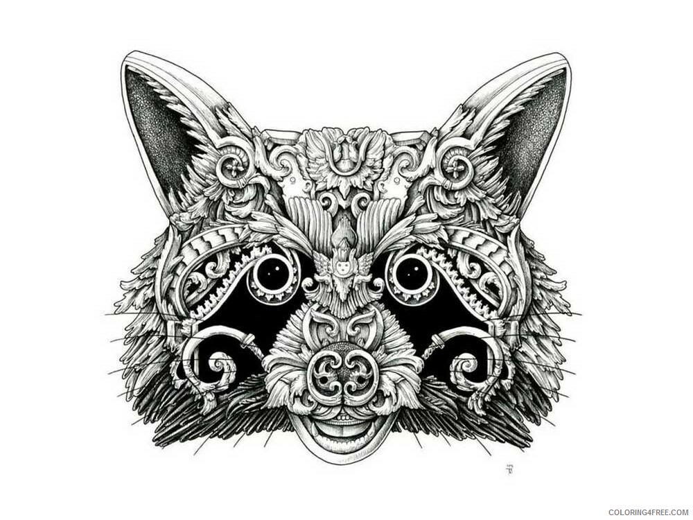 Animal Zentangle Coloring Pages zentangle raccoon 10 Printable 2020 511 Coloring4free