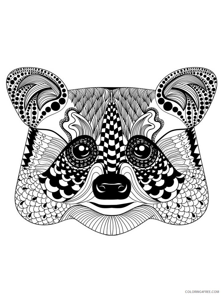 Animal Zentangle Coloring Pages zentangle raccoon 11 Printable 2020 512 Coloring4free