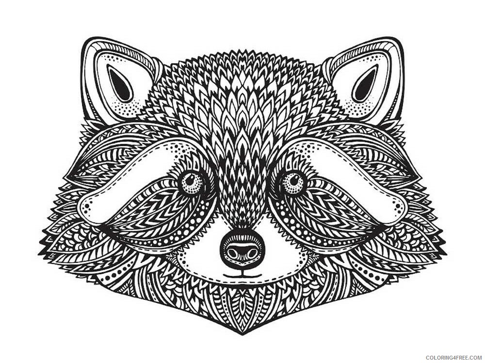 Animal Zentangle Coloring Pages zentangle raccoon 12 Printable 2020 513 Coloring4free