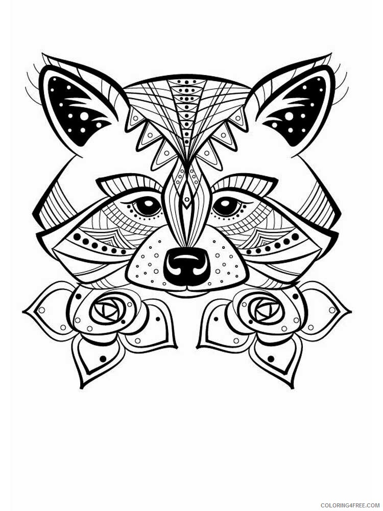 Animal Zentangle Coloring Pages zentangle raccoon 2 Printable 2020 514 Coloring4free