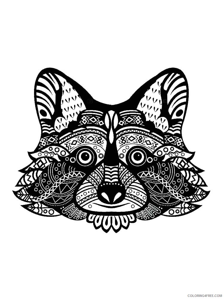 Animal Zentangle Coloring Pages zentangle raccoon 5 Printable 2020 517 Coloring4free
