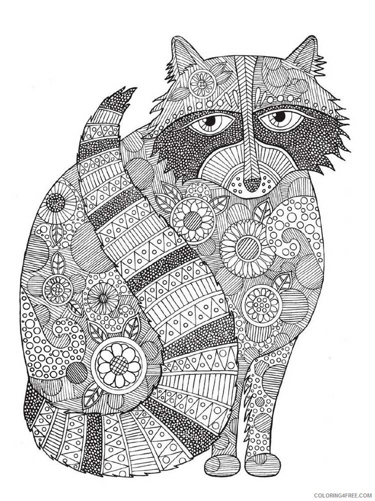 Animal Zentangle Coloring Pages zentangle raccoon 9 Printable 2020 521 Coloring4free