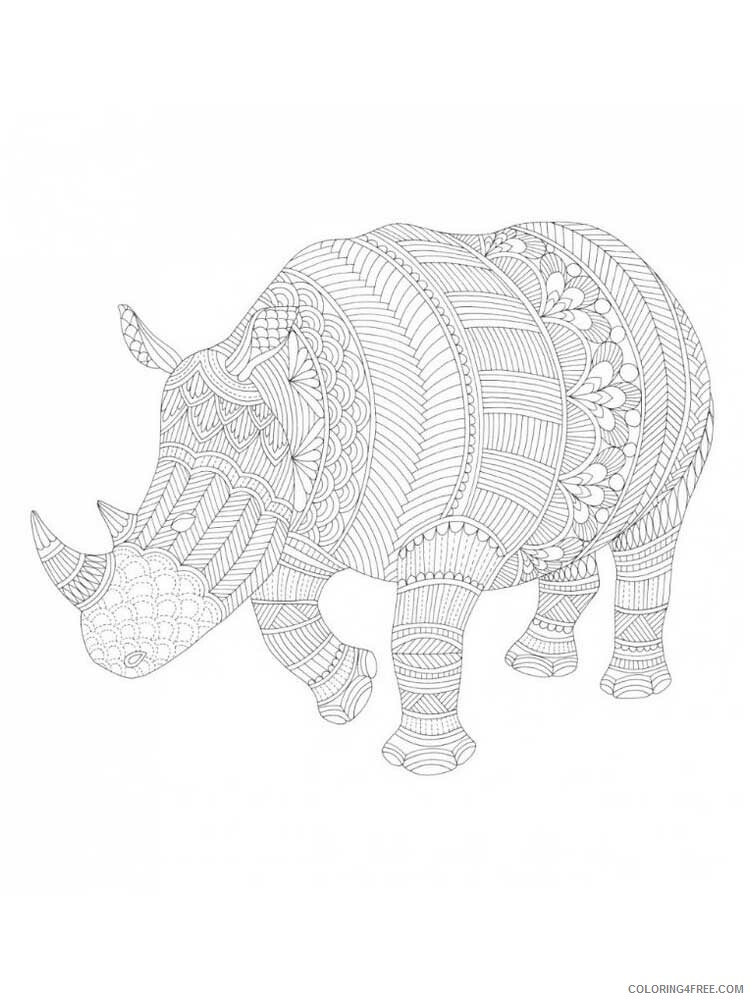 Animal Zentangle Coloring Pages zentangle rhino 1 Printable 2020 523 Coloring4free