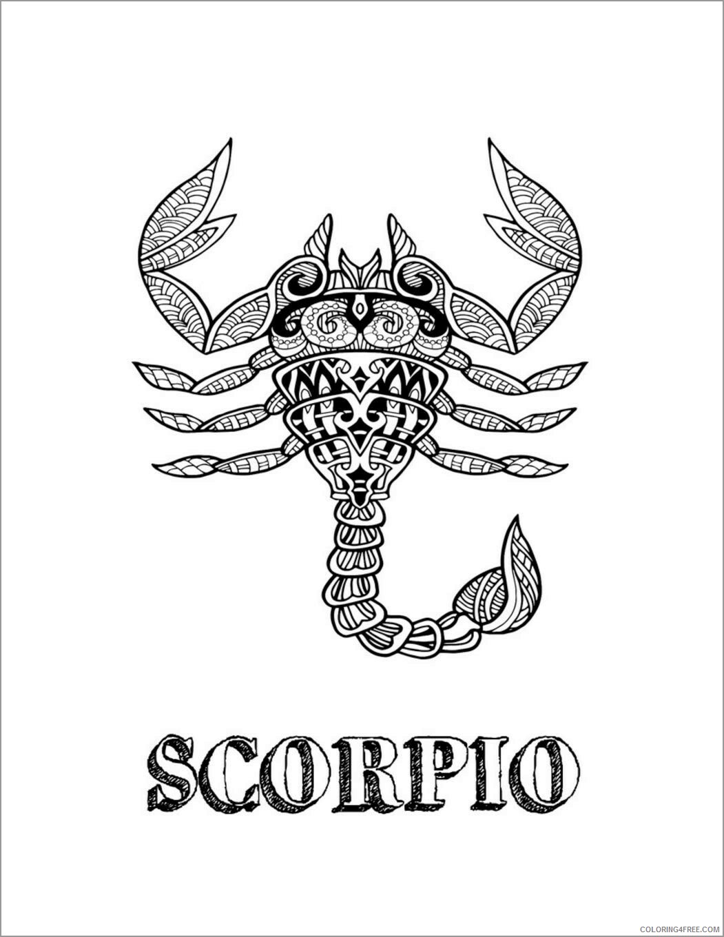Animal Zentangle Coloring Pages zentangle scorpio for adult Printable 2020 542 Coloring4free