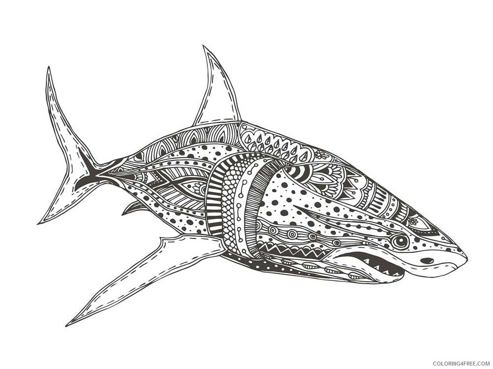 Animal Zentangle Coloring Pages zentangle shark 1 Printable 2020 545 Coloring4free