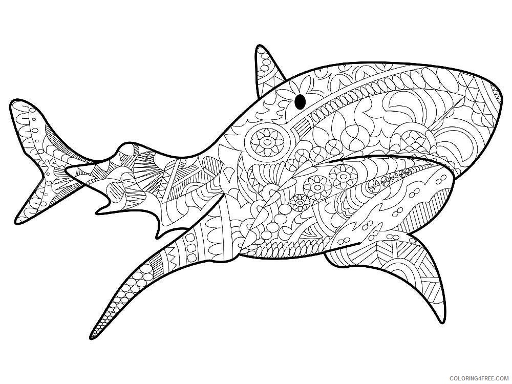 Animal Zentangle Coloring Pages zentangle shark 10 Printable 2020 546 Coloring4free