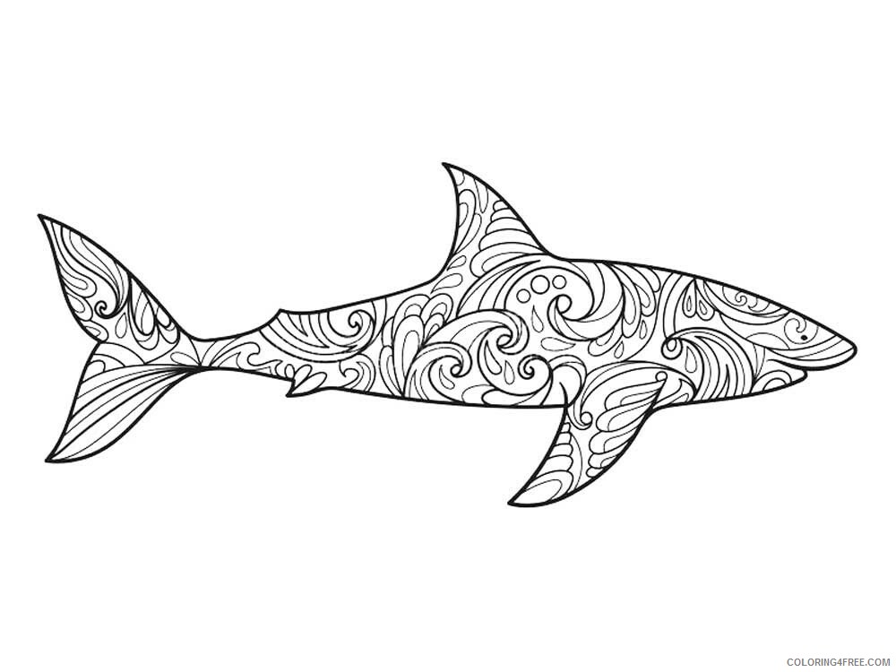 Animal Zentangle Coloring Pages zentangle shark 12 Printable 2020 548 Coloring4free