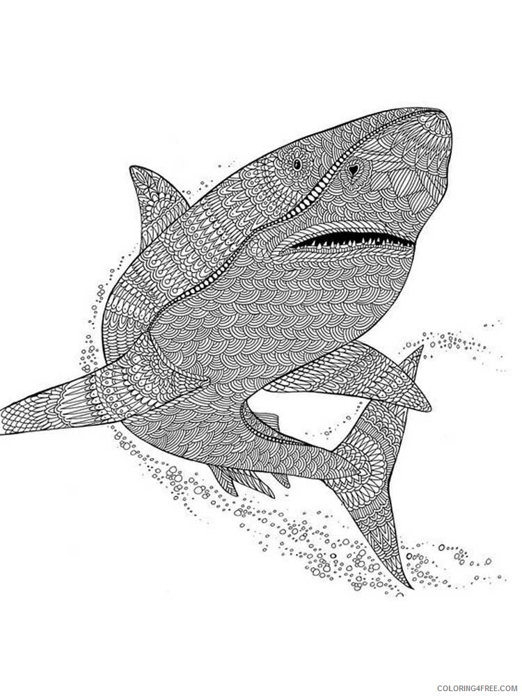 Animal Zentangle Coloring Pages zentangle shark 2 Printable 2020 550 Coloring4free