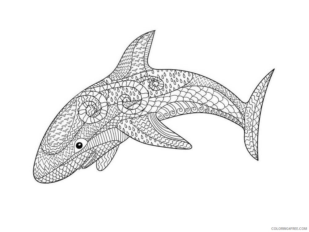 Animal Zentangle Coloring Pages zentangle shark 4 Printable 2020 552 Coloring4free