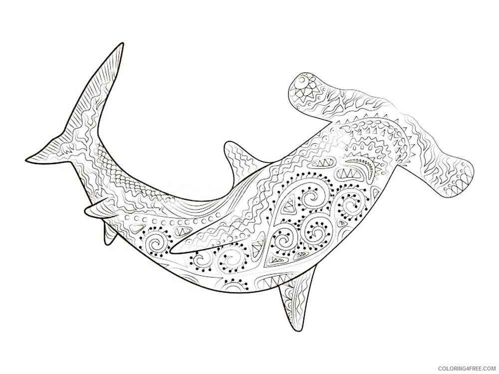 Animal Zentangle Coloring Pages zentangle shark 5 Printable 2020 553 Coloring4free