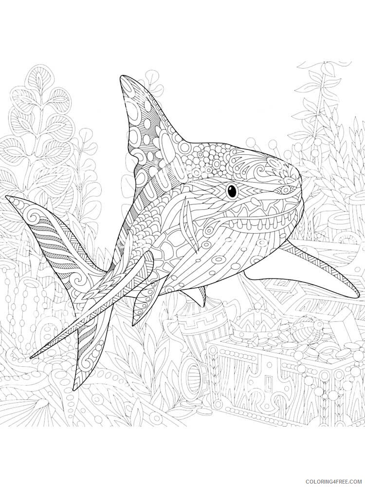 Animal Zentangle Coloring Pages zentangle shark 7 Printable 2020 554 Coloring4free