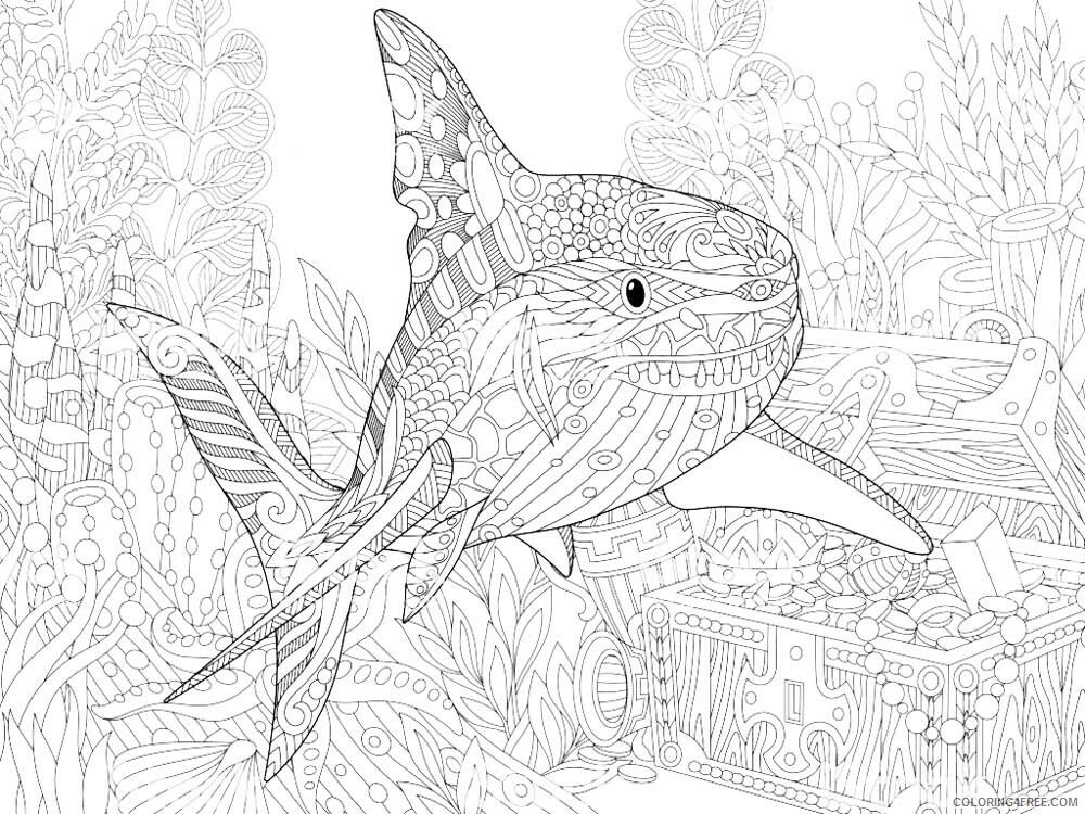 Animal Zentangle Coloring Pages zentangle shark 8 Printable 2020 555 Coloring4free
