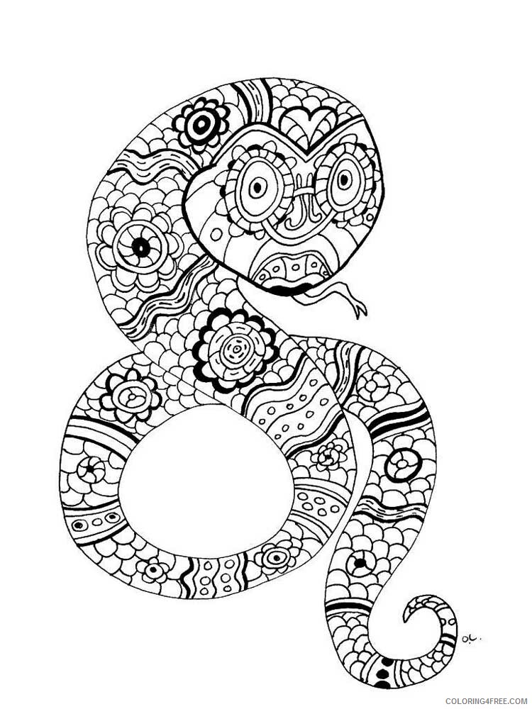 Animal Zentangle Coloring Pages zentangle snake 13 Printable 2020 570 Coloring4free