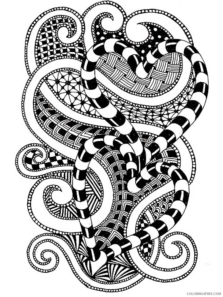 Animal Zentangle Coloring Pages zentangle snake 4 Printable 2020 573 Coloring4free